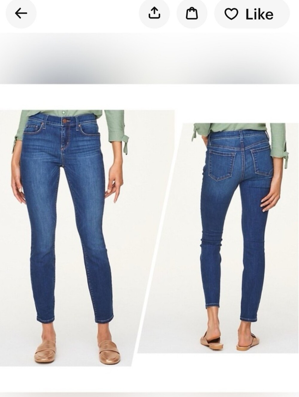 LOFT Light Wash Mid-Hi Rise Skinny Ankle Jeans- 8